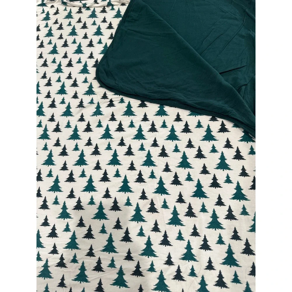 Kickee Pants Double Layer Blanket Boys One Size Green Pine‎ Tree EUC